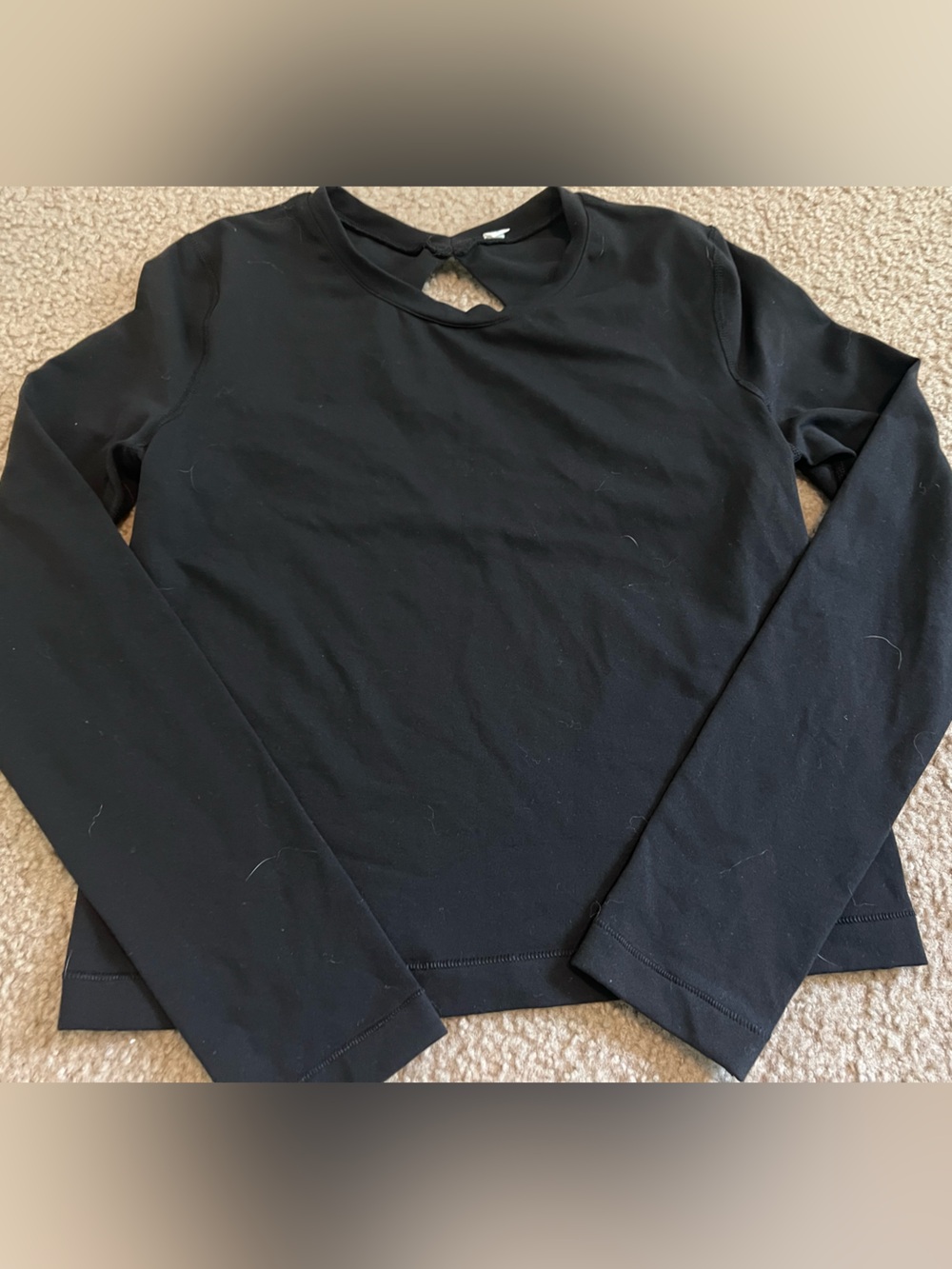 Women's Black Long Sleeve Crewneck Athletic Top Cut Out Back Size 4